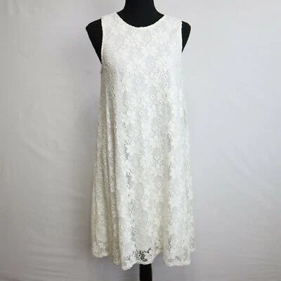 Vestido Sharagano Mujer 6 Elastizado Formal Fiesta Marfil Floral Crochet Sin Mangas Foto 1 de 4