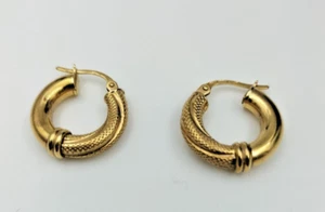 Stunning Italian Design 9ct 375 9K Gold Hoop Earrings - Beautiful - Hallmarked - Picture 1 of 10