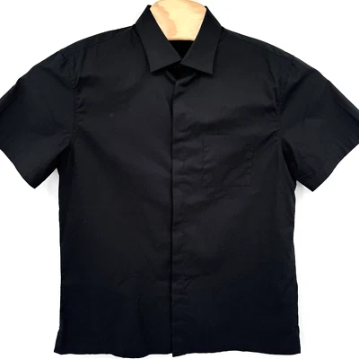 J. Lindeberg Men's Short Sleeve Solid Black Large Button Up Cotton Golf Shirt - Image 1 of 4