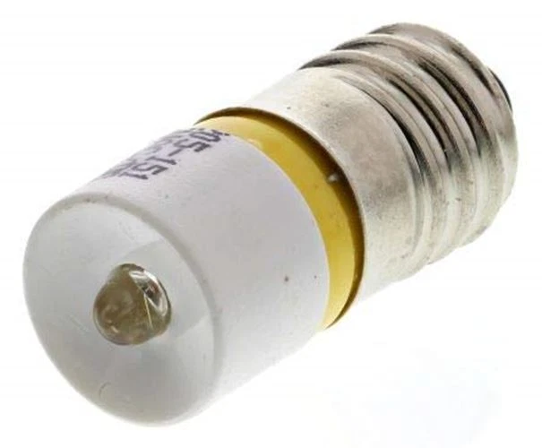 LED Reflector Bulb, E10, Yellow, Single Chip, 10mm dia, 6 V ac/dc - Image 1 of 1