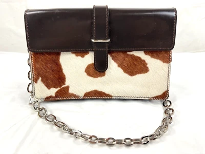 FURLA Made in Italy Leather and cowhide purse with silver chain link strap. - Image 1 of 4