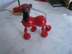 Vintage Kouvalias Laquered Red Dog Pull Toy - Made in Greece - Picture 1 of 7