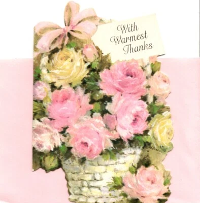 A Warm Thank You Pink Rose Roses Bouquet Ambassador Greeting Card - Image 1 of 3