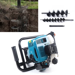 52cc 2 Stroke Post Hole Digger with 2 Bits Gas Powered Earth Auger Drill Machine - Picture 1 of 22