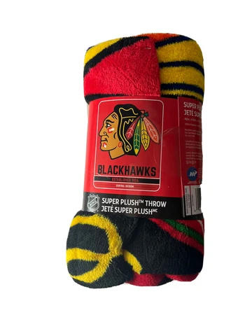 NHL Chicago Blackhawks 46” x 60” Hockey Super Plush Throw Blanket NEW Cover