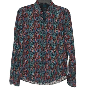 Eight X Premium Slim Fit LS Button Up Shirt Men Sz M Paisley All Over Colorful - Picture 1 of 12