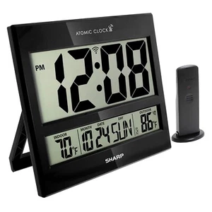 SHARP Atomic Clock Never Needs Setting! Jumbo 3" Easy to Read Numbers - New! - Picture 1 of 9