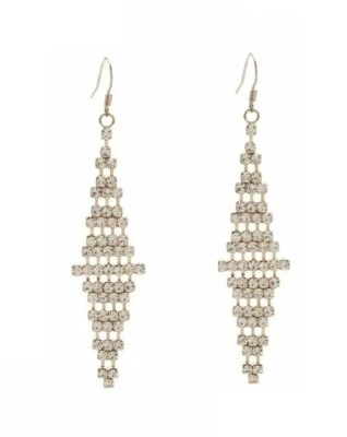 NUEVO ADIVINAR TONO ORO ROSA, CRISTALES DE DIAMANTES DE IMITACIÓN CUBIERTOS COMETA ANZUELO PENDIENTES Foto 1 de 2