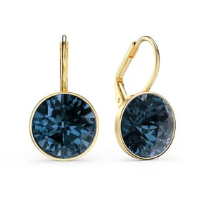 MYJS Bella Earrings With 6 Carat Montana Crystals Gold Plated - Picture 1 of 2