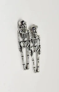Skeleton Silver Tone Pierced Earrings - Picture 1 of 3