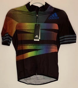 Camiseta deportiva de ciclismo Adidas Adistar Pride para mujer FJ6570 negra/azul gloria talla grande NUEVA - Imagen 1 de 6