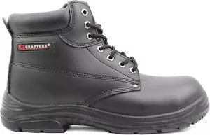 Grafters Black Leather Coated Super Wide EEEE Fitting STC Work Boots M9503A - Picture 1 of 7