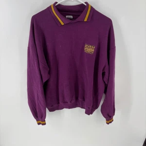 Maglione girocollo vintage viola con polsino a costine e logo ricamato - Foto 1 di 6