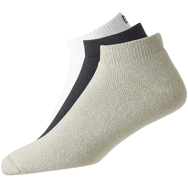 RARO (3) PAR NUEVO FootJoy Hombres ComfortSof DEPORTIVO Calcetines de Golf, BLANCO/NEGRO/MADERA A LA DERIVA Foto 1 de 1