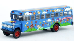 Brekina Dodge S600 School Bus Blue Hippie Flower Power #61334 HO 1/87 Scale - Picture 1 of 7