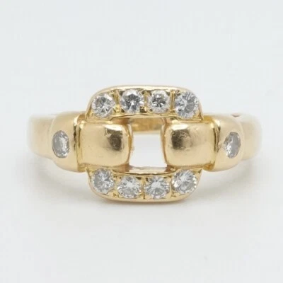 Cartier 18K Yellow Gold Nymphea Diamond Band Ring - Size 7 - Image 1 of 4