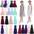 Girls Kids Lace Floral Chiffon Bridesmaid Dresses Wedding Party Gown Long Dress