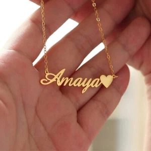 Women's Personalized Name Necklaces Stainless Steel Customized Nameplate Pendant - Picture 1 of 14