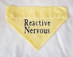 Dog bandana. Yellow Reactive nervous warning bandana. Can be personalised - Picture 1 of 9