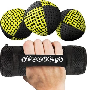 speevers Juggling Balls Set of 3 XBalls with Carry Case (Black - Yellow, 650g) - Picture 1 of 5