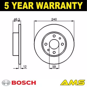 Disco de freno delantero Bosch compatible con Fiat Panda 1991-2003 Uno 1983-2006 Fiorino 1988-2001 - Imagen 1 de 4