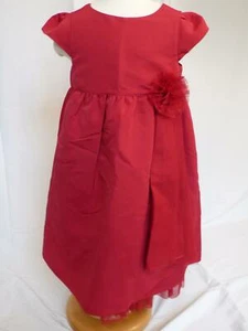 BABYGAP Chica Satén Rojo Manga Corta Tul Hem Trim Vestido Sz 5 - Imagen 1 de 5