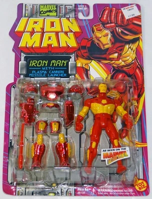 1994 ToyBiz Marvel Iron Man w/ Plasma Cannon Missile Launcher Figure *Sealed* - Image 1 of 4