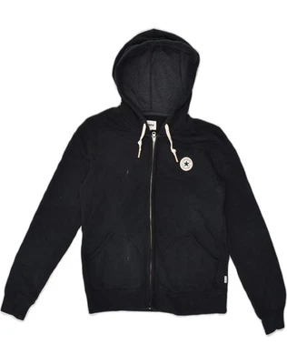 Pull à capuche zippé femme CONVERSE UK 8 petit coton bleu marine AA05 - Photo 1/4