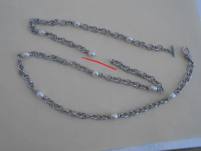"Collar Judith Ripka JR de plata esterlina con estación de perlas blancas 36""--roto" Foto 1 de 4