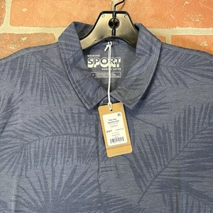 Marine Layer Weekend Sport Air Polo Mens M/L Marge Indigo Palm Floral NWT $78 - Picture 1 of 15