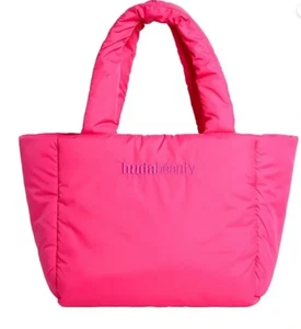 Huda Beauty Makeup Bag Neon Pink Puffer Case Quilted Limited Edition Tote NEW - Picture 1 of 6