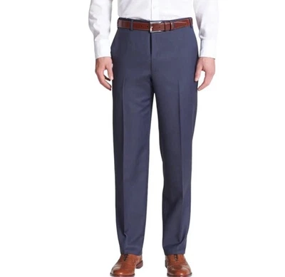Pantalones de vestir Canali para hombre 100 % lana frente plano azul 38/56 diseñador Foto 1 de 4