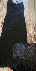 Vintage Rampage Black Beaded Whimsigoth Dress XL Asymmetrical Y2K Witchy Mesh - Picture 1 of 16