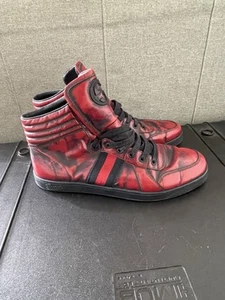 GUCCI Red & Black Sneakers High Top Mens 8 - Picture 1 of 10