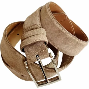 Ground Mind Mens Suede Leather Belt SZ 40 Silver Buckle Beige Casual Business - Picture 1 of 11