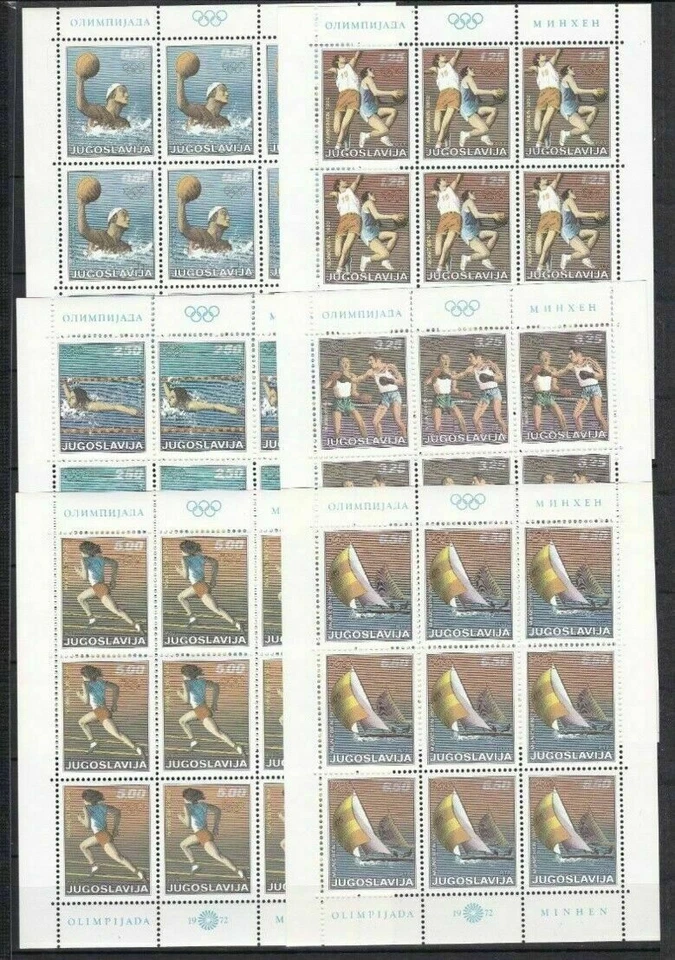 Yugoslavia 1972 ☀ Juegos Olímpicos Munich - Juego completo de hojas de recuerdo ☀ MNH ** Foto 1 de 1