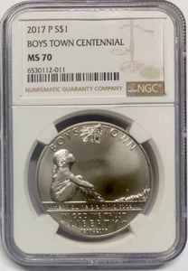 2017 BOYS TOWN Centennial Dollar NGC MS70💥FLAWLESS QUALITY💥 - Picture 1 of 4