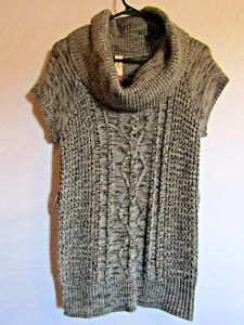 Junior Size S/CH (3-5) Gray/Black Knitted Sweater Short Sleeves,cowl neck