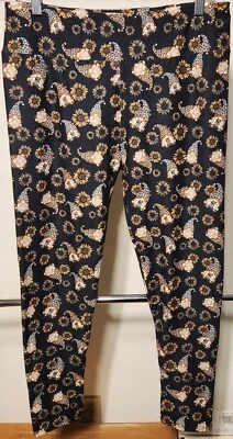 NUEVO SIN ETIQUETAS Athleisure Leggings Sin Marca Otoño TC Negro Girasol Gnomo Estampado Leopardo Foto 1 de 3