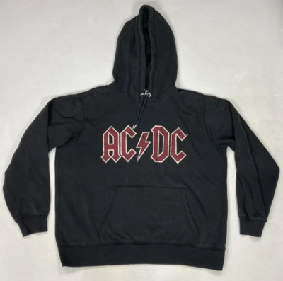 H&M ACDC Back In Black Tour Graphic Pullover Hoodie Women Large Black Music - Image 1 of 4