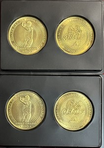 (4) 1997 Pinnacle Mint Collection BARRY SANDERS Brass Coins #27 HOF