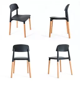 4X Belloch Replica Dining Chair Stackable Designer Retro Wooden Cafe Bar - Picture 1 of 3