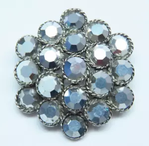 Spilla vintage cometa argento strass cristallo esagonale alveare filo avvolto - Foto 1 di 6