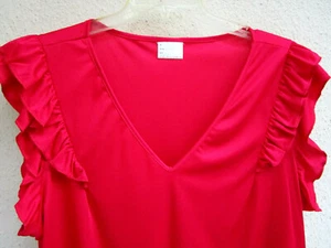 DE COLECCIÓN ROAMANS AÑOS 80.. ROJO VERDADERO.. VOLANTES.. TÚNICA.. CUELLO EN V..TOP.. NUEVO STOCK ANTIGUO..talla 2X - Imagen 1 de 6