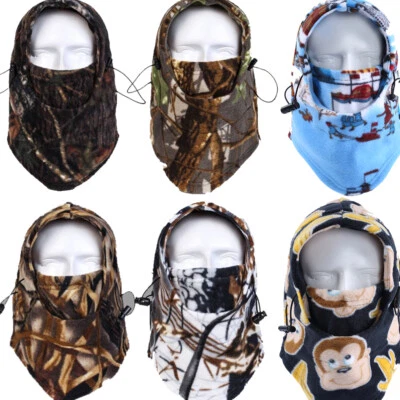 Máscara facial completa esquí pasamontañas cuello polar polaina capucha ajustable sombrero de caza Foto 1 de 4