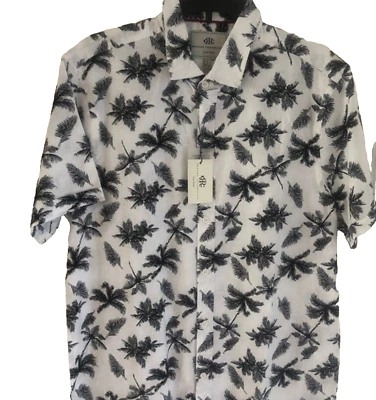 Camisa de manga corta para hombre de mezcla de lino blanco y negro - TALLA GRANDE NUEVA CON ETIQUETAS Foto 1 de 4