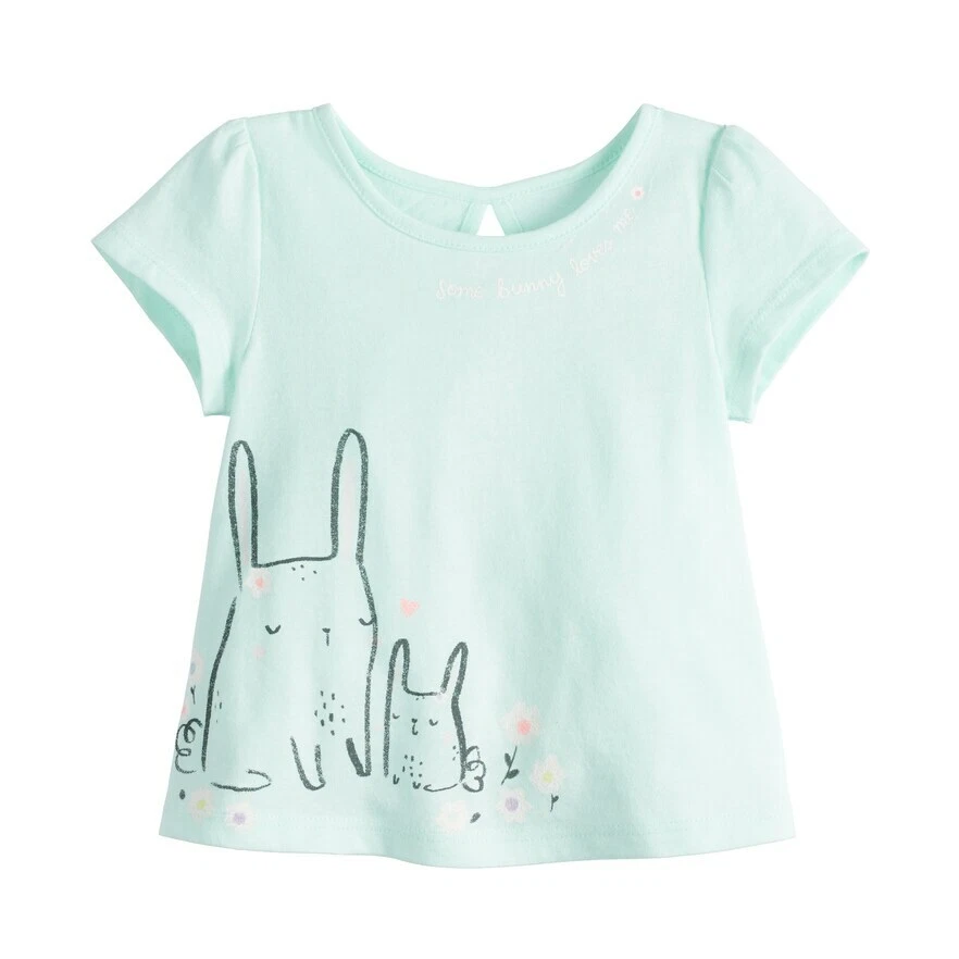 6 months girls Mint colored with bunnies graphic T-shirt Jumping Beans NWT New - Image 1 of 1
