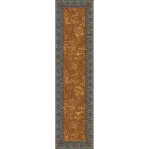 NuBuck Cognac Turquoise Southwestern Country Cabin Area Rug 2 ft x 8 ft Runner