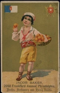 JACOB BAKER BOOKS STATIONERY 1879 VICTORIAN ADV TRADE CARD PHILADELPHIA PORTUGAL - Picture 1 of 1