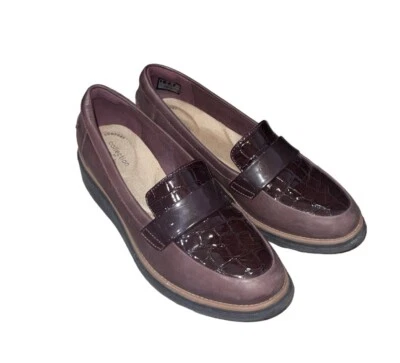 Clarks Mujer Sharon Gracie Rojo Borgoña Intrest Cuero Mocasines Zapatos 6.5 M Foto 1 de 4